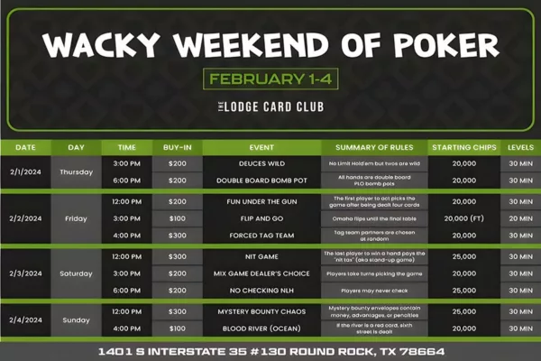 Poker At The Lodge is Getting Wacky in February