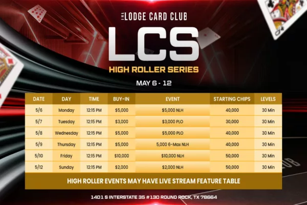 Poker At The Lodge Set to Host Championship High-Roller Series